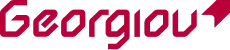 Red stylized text spelling “Georgiou” on a transparent background.
