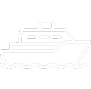 Simple line drawing of a boat with windows and a cabin, floating on stylized waves, on a white background.